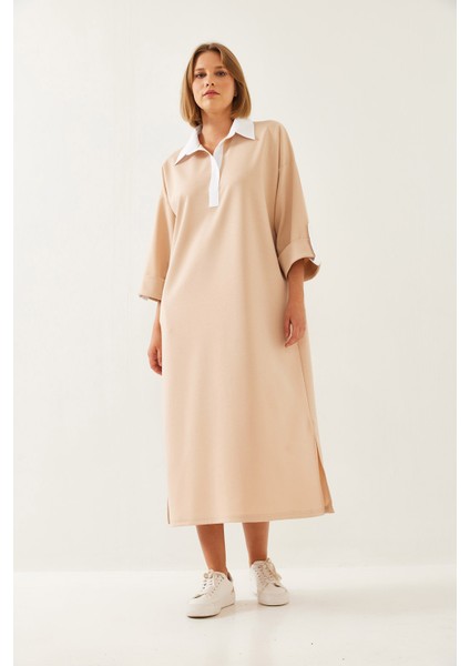 Kadın Kol Katlama Detaylı Uzun Elbise indirimleri