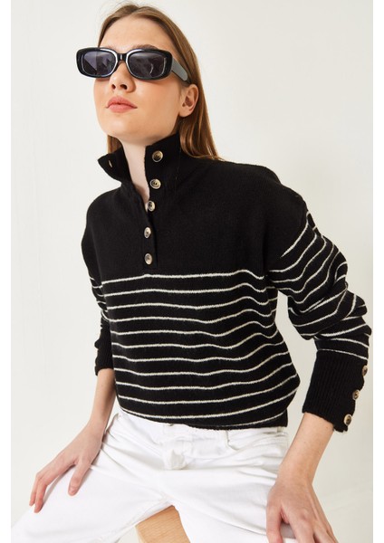 Kadın Kolu Düğmeli Patlı Triko Kazak modelleri