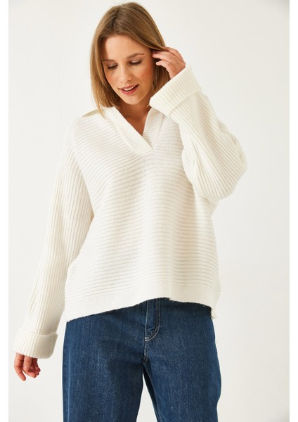 Kadın Kendinden Kollu Patlı Triko Kazak modelleri