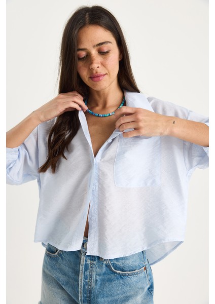 Kadın Yarım Kollu Tek Cep Detaylı Gömlek fiyatları