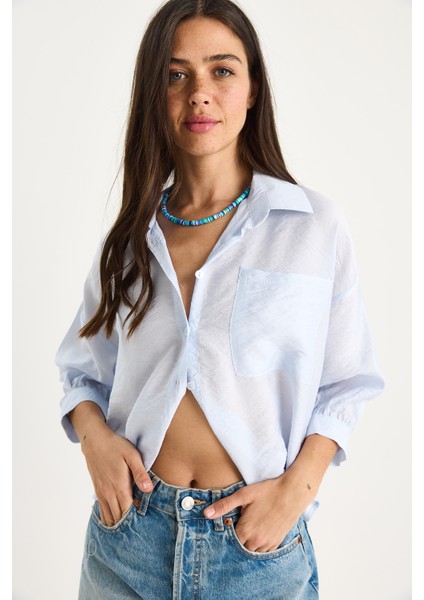 Kadın Yarım Kollu Tek Cep Detaylı Gömlek modelleri