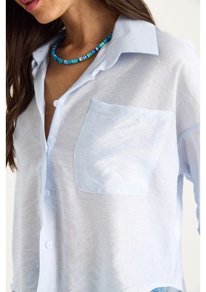 Kadın Yarım Kollu Tek Cep Detaylı Gömlek fırsatları