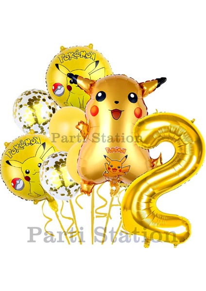Pokemon Pikachu Konsept 2 Yaş Doğum Günü Balon Set Pokemon Pikaçu Folyo Balon Set