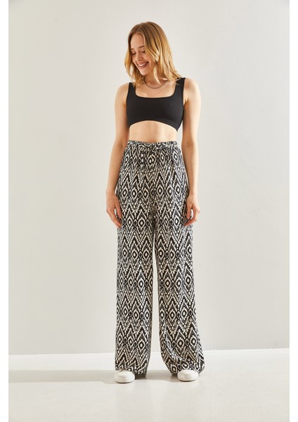 Kadın Beli Lastikli Multi Desenli Pantolon