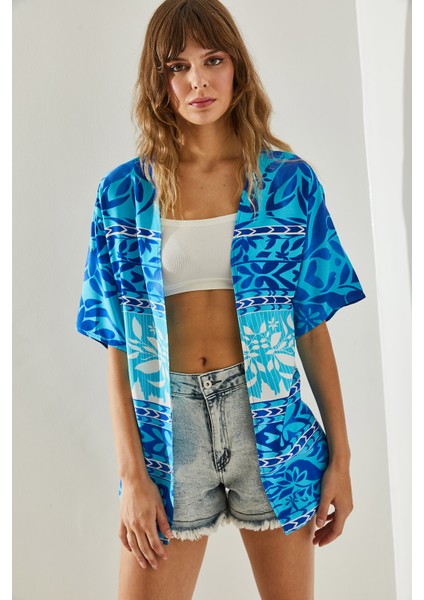 Kadın Etnik Desenli Kısa Kollu Viskon Kimono fiyatları