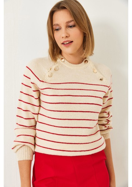 Kadın Düğmeli Triko Kazak modelleri