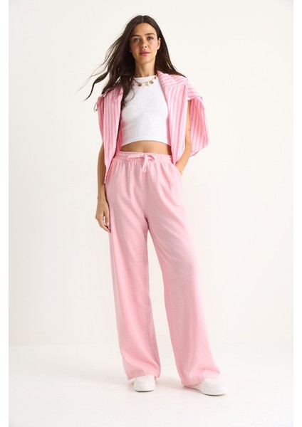 Kadın Belli Lastikli Cep Detaylı Keten Palazzo Pantolon Yp fiyatları