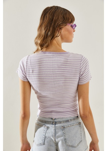 Kadın Çizgili Kaşkorse Bluz