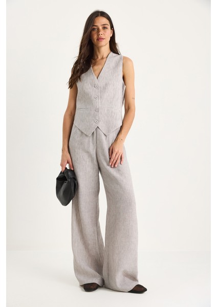 Kadın Yüksek Bel Pantolonlu Yelekli Astarlı Alt-Üst Takım fiyatları