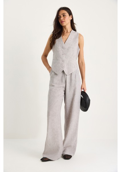 Kadın Yüksek Bel Pantolonlu Yelekli Astarlı Alt-Üst Takım modelleri