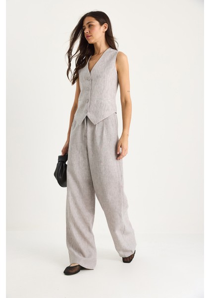 Kadın Yüksek Bel Pantolonlu Yelekli Astarlı Alt-Üst Takım fırsatları