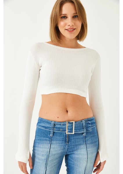 Kadın Parmak Geçirmeli Fitilli Bluz fiyatları