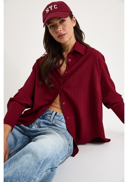 Kadın Düşük Omuz Oversize Basic Bürümcük Gömlek fiyatları