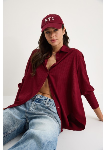 Kadın Düşük Omuz Oversize Basic Bürümcük Gömlek modelleri