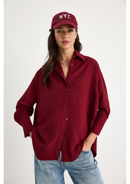 Kadın Düşük Omuz Oversize Basic Bürümcük Gömlek fırsatları