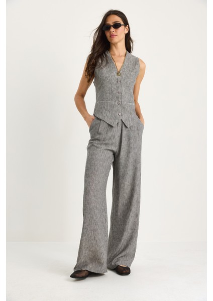 Kadın Yüksek Bel Pantolonlu Yelekli Astarlı Alt-Üst Takım fiyatları