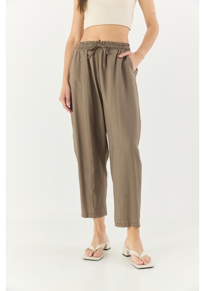 Kadın Beli Bağlamalı Cep Detaylı Havuç Kesim Yazlık Pantolon indirimleri