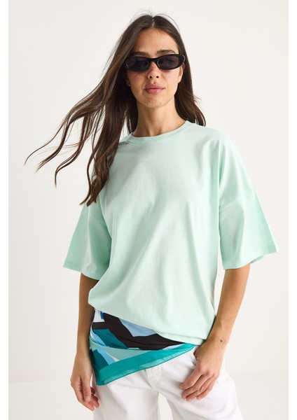 Kadın % Organik Pamuk Oversize Basic T-Shirt fiyatları