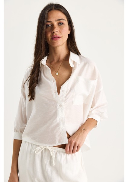 Kadın Yarım Kollu Tek Cep Detaylı Gömlek modelleri