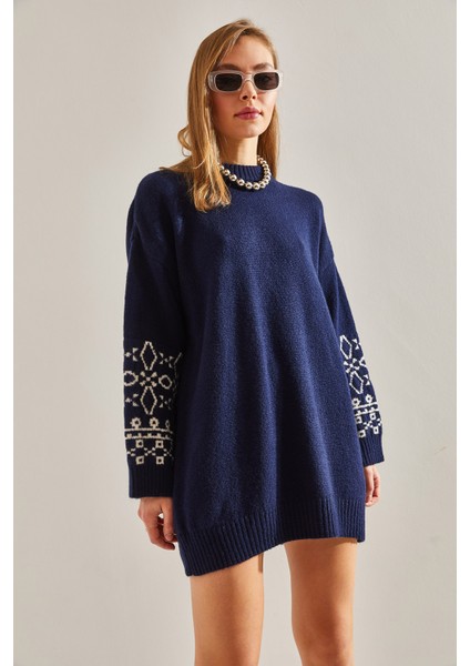 Kadın Kolları Desenli Triko Kazak fiyatları