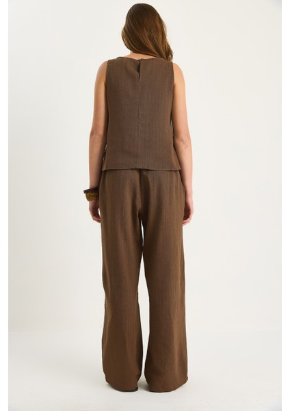 Kadın Keten Bluz Pantolon Takım fırsatları
