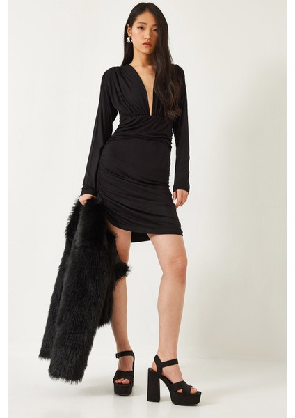 Kadın Yanları Büzgülü Elbise