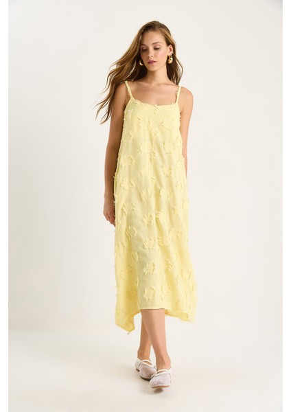 Kadın Püskül Detaylı Ince Askılı Keten Elbise modelleri