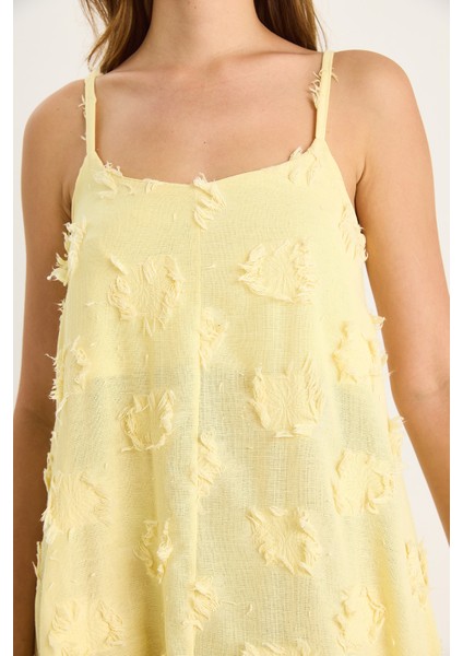 Kadın Püskül Detaylı Ince Askılı Keten Elbise indirimleri