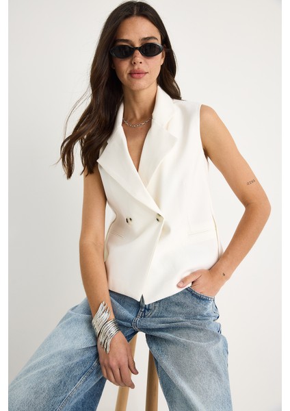 Kadın Şal Yaka Asimetrik Kesim Yelek fiyatları