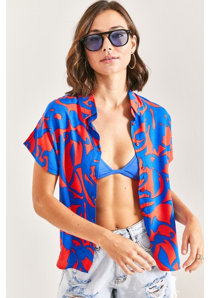 Kadın Yarasa Kol Multi Desenli Viskon Gömlek fiyatları