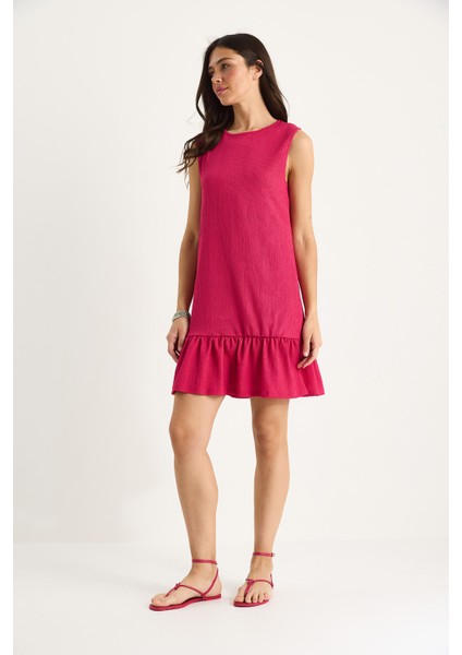 Kadın Kalın Askılı Rahat Kesim Volanlı Bürümcük Elbise modelleri