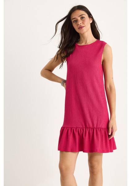 Kadın Kalın Askılı Rahat Kesim Volanlı Bürümcük Elbise fırsatları