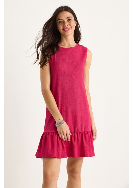 Kadın Kalın Askılı Rahat Kesim Volanlı Bürümcük Elbise indirimleri