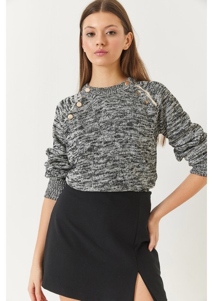 Kadın Patlı Reglanlı Triko Kazak