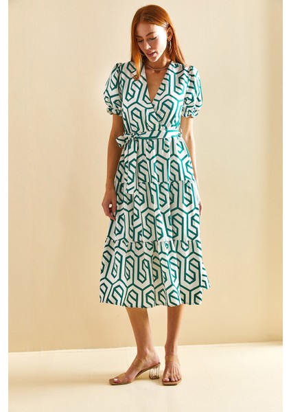 Kadın Kruvaze Yaka Kuşaklı Elbise modelleri