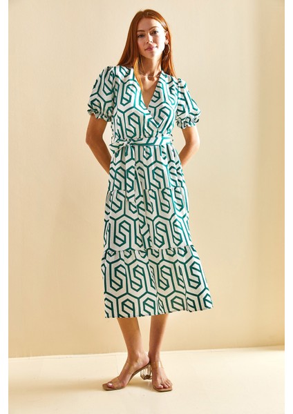 Kadın Kruvaze Yaka Kuşaklı Elbise fırsatları