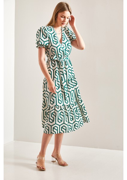 Kadın Kruvaze Yaka Kuşaklı Elbise indirimleri