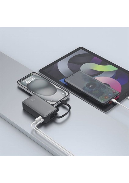 10000MAH 22.5W Süper Hızlı Şarj Powerbank - LCD Ekranlı, Type-C Dahili Kablo, 3 Cihaz Şarj Dest fiyatları
