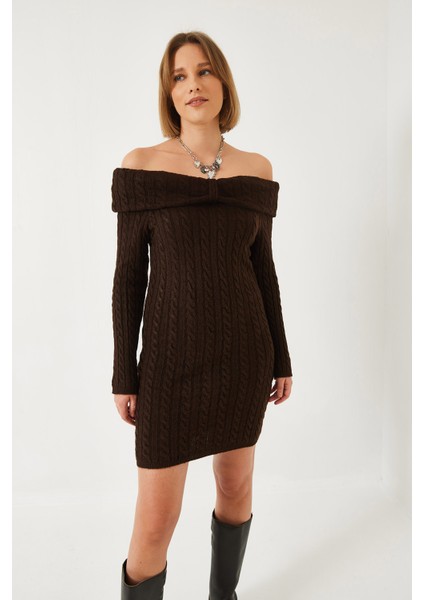 Kadın Degaje Yaka Saç Örgü Elbise modelleri