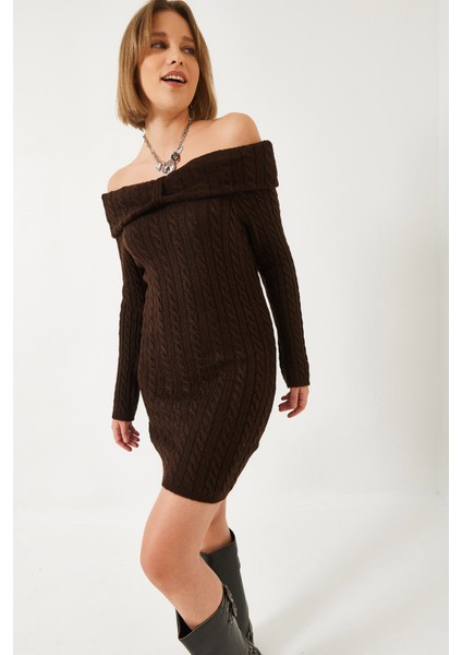 Kadın Degaje Yaka Saç Örgü Elbise fırsatları