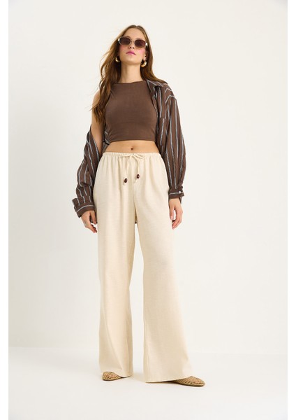 Kadın Bel Bağlamalı Ince Keten Yazlık Bol Pantolon fırsatları