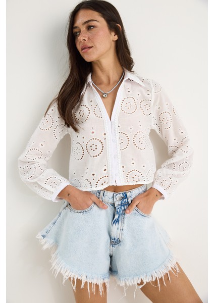 Kadın Yazlık Kısa Brode Gömlek fiyatları