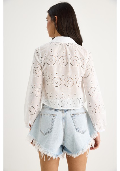 Kadın Yazlık Kısa Brode Gömlek