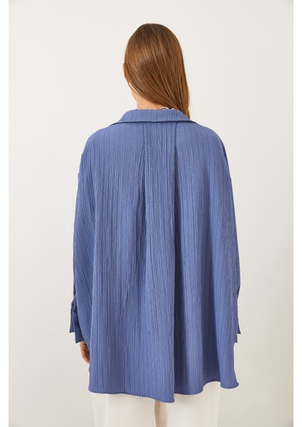 Kadın Düşük Omuz Oversize Basic Bürümcük Gömlek indirimleri