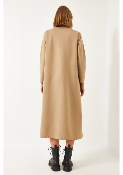 Kadın Yanları Fermuarlı Çift Cepli Uzun Elbise fırsatları