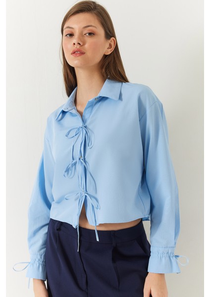 Ön ve Kol Bağlama Detaylı Crop Gömlek fiyatları