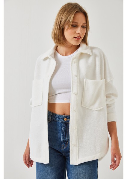 Kadın Welsoft Kumaş Çift Cepli Gömlek