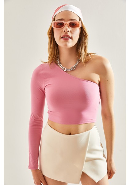 Kadın Uzun Tek Omuz Crop Bluz fiyatları