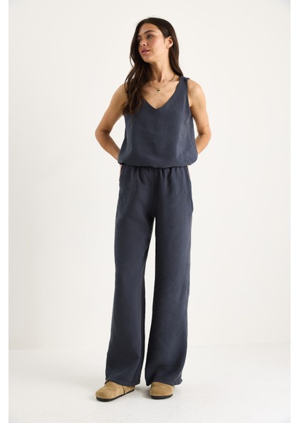 Kadın V Yaka Askılı Bluz Palazzo Pantolonlu Alt-Üst Takım fiyatları