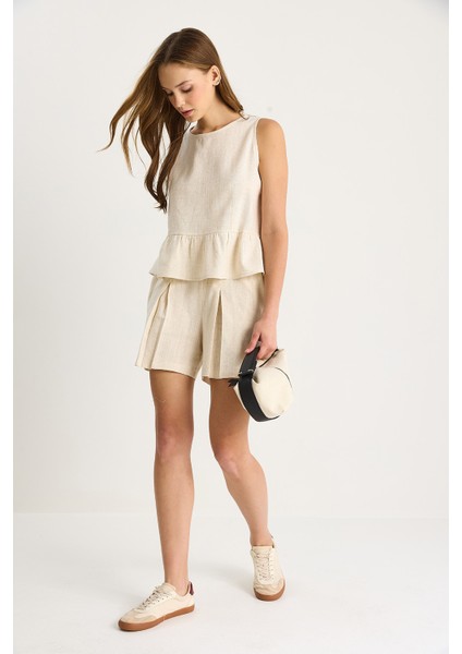 Kadın Keten Bluz Şort Takım modelleri